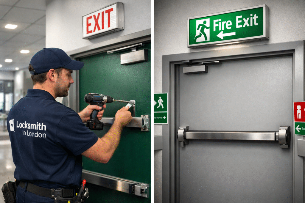 emergency exit bar installation London by professional locksmith