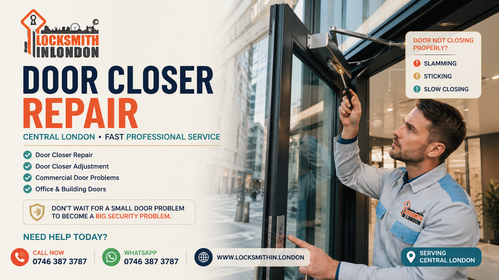 door closer repair Central London | locksmith in London| www.locksmithin.london