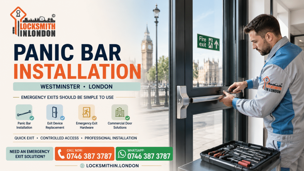 panic bar installation Westminster | locksmith in London | www.locksmithin.london